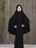 Suki - Brand - Best choice Traditional Abaya Hijab Robes for Girls Two Piece Muslim Prayer Clothes burqa Kids Solid Loose Large Abayas islamic clothing