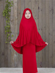 Suki - Brand - Best choice Traditional Abaya Hijab Robes for Girls Two Piece Muslim Prayer Clothes burqa Kids Solid Loose Large Abayas islamic clothing
