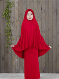 Suki - Brand - Best choice Traditional Abaya Hijab Robes for Girls Two Piece Muslim Prayer Clothes burqa Kids Solid Loose Large Abayas islamic clothing
