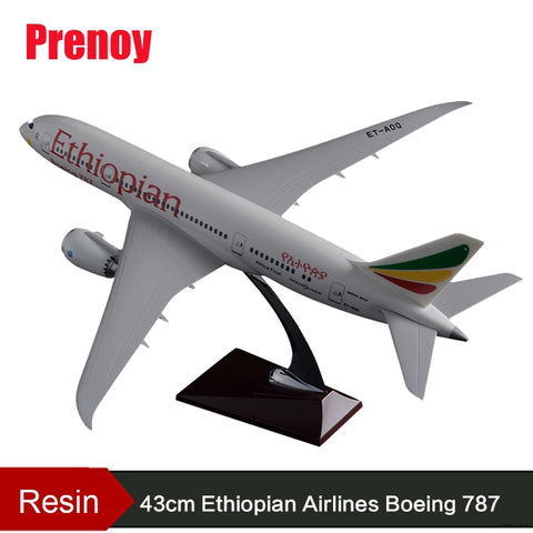 43cm Resin B787 Ethiopian Airplane Model Aviation Aircraft Model Boeing 787 Ethiopia Aviation Plane Model Collection Gift Toy