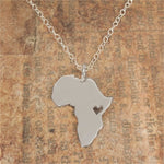 Outline Africa Map Necklace With Heart Country of South African Map Necklace Ethiopia Ciondolo Africa Necklaces