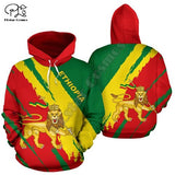 Men Women Ethiopia Full Print 3D Hoodies Funny Country Flag Sweatshirt Fashion Hooded Long Sleeve Zipper Unisex Lion Pullover