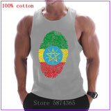 2020 Fashion Ethiopia Flag Fingerprint Sleeveless bodybuilding Tank Tops Men's Summer Gyms Muscle Vest Undershirt