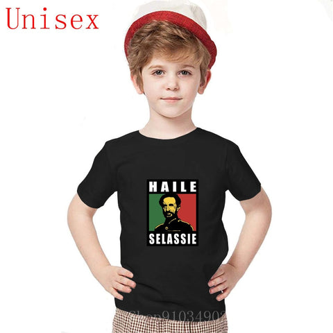 cHaile Selassie Emperor T Shirt Ethiopia Rastafari reggae kids clothes boys teen girls clothing vetement femme Aesthetic tops