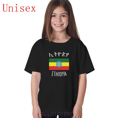 Ethiopia Flag girls tops kids clothes shirts for teenage girls baby girl clothes kids tshirts boys shorts fashion