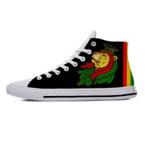 Flag of Ethiopia lion of judah rasta Reggae Cool Casual Canvas Shoes High Top Lightweight Breathable 3D Print Men women Sneakers
