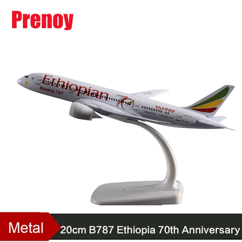 20cm B787 Ethiopia 70th Anniversary Celebration Airplane Model Ethiopian Boeing 787 Alloy Creative Aircraft Model Adult Gift Toy