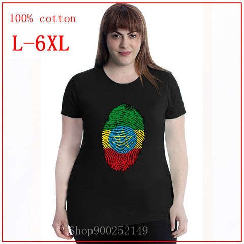2020 new Fashion Brand Ethiopia Flag Fingerprint 100%cotton womens t shirt White Slim Couple plus size tops 4XL 5XL 6XL