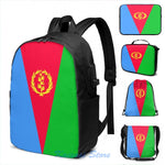 Funny Graphic print Eritrea Flag Banner USB Charge Backpack men School bags Women bag Travel laptop bag