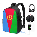 Funny Graphic print Eritrea Flag Banner USB Charge Backpack men School bags Women bag Travel laptop bag
