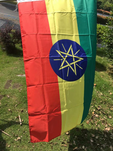 free shipping  Ethiopia national flags 90*150cm  Ethiopia polyester hanging flag For Decoration party 3*5feet