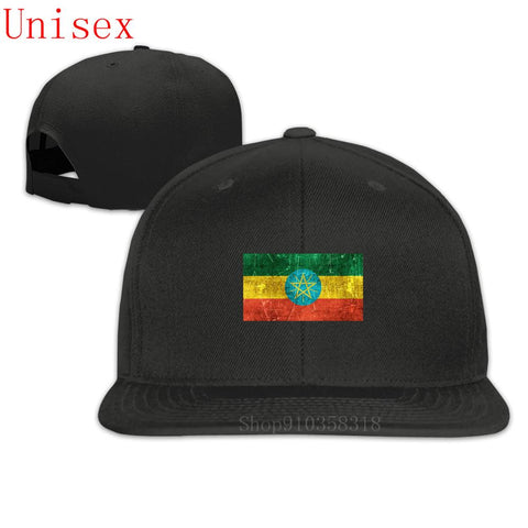 Vintage Aged and Scratched Ethiopian Flag hat with plastic shield trendy pop summer hats for women Most popular visor sun ha