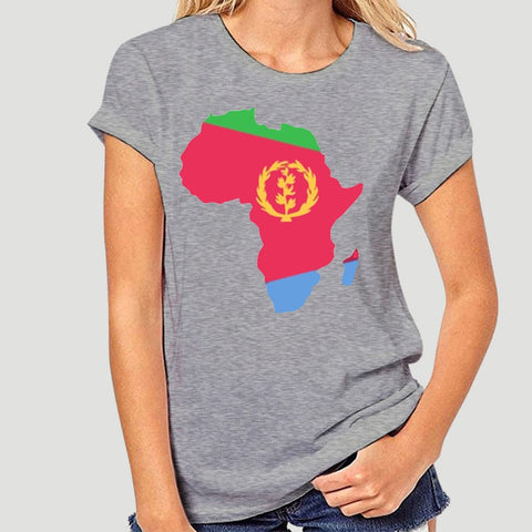 tshirt Short sleeve Eritrea Flag Africa Map T Shirt  T Shirt O neck Wo t-shirt-0477D