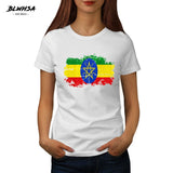 BLWHSA Ethiopia Women T Shirt Summer O-Neck Print Ethiopia Nostalgic Flag Fashion Cotton Women Short Sleeve T-Shirts