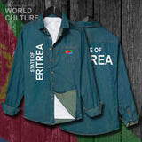 Eritrea Eritrean ERI ER Men Clothes Spring Autumn Cotton Turn-down Collar Jeans Shirt Long Sleeve Cowboy Coat Flags Fashion Tops