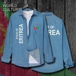 Eritrea Eritrean ERI ER Men Clothes Spring Autumn Cotton Turn-down Collar Jeans Shirt Long Sleeve Cowboy Coat Flags Fashion Tops